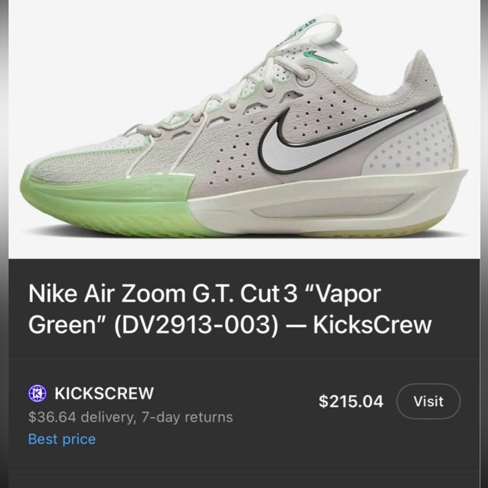 Nike Air Zoom G.T. Cut 3 in Green and White